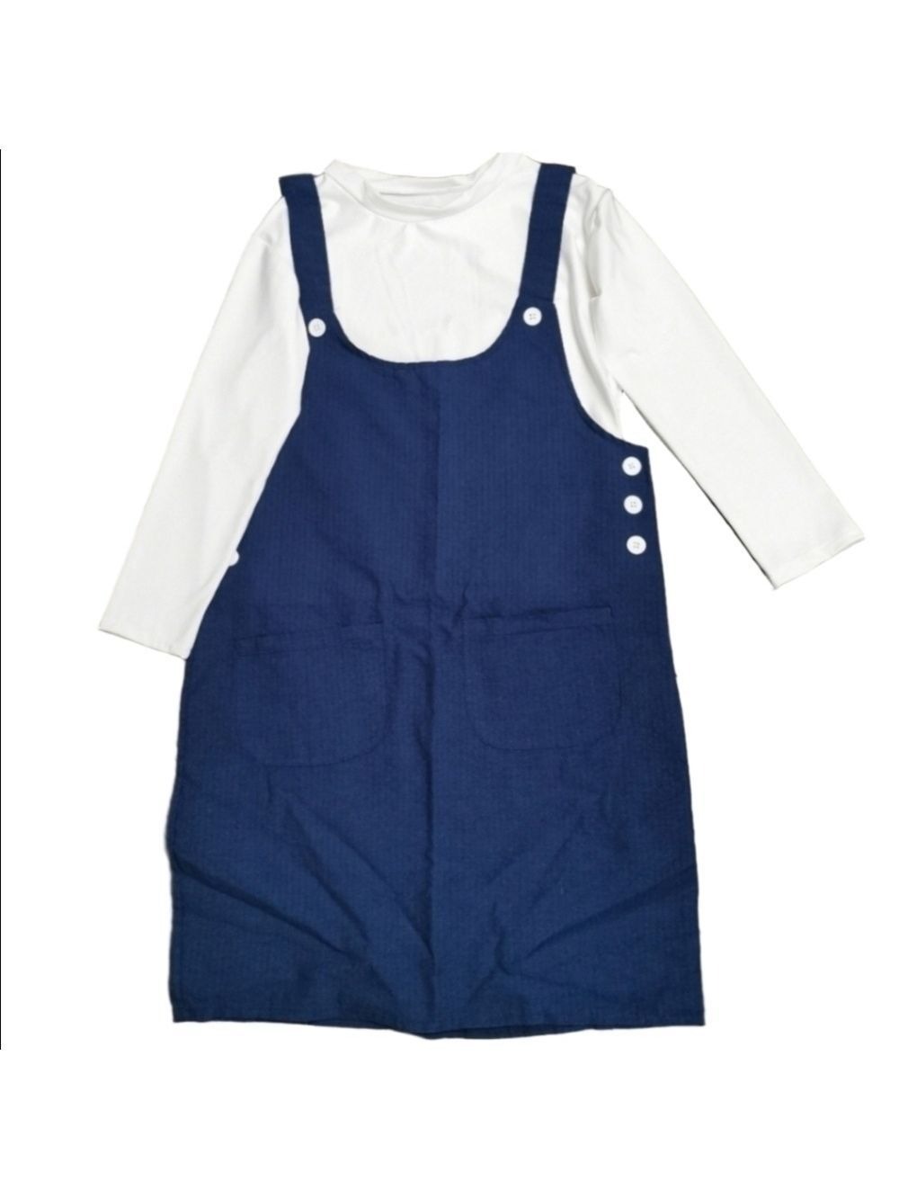 Academia Corduroy Jumper Dress & T-Shirt Set Navy Blue M